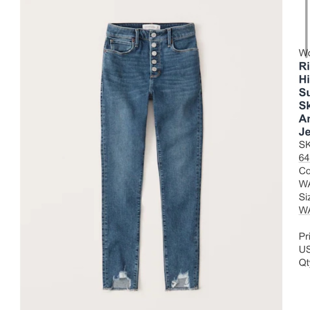 Women's Ripped High Rise Super Skinny Ankle Jeans